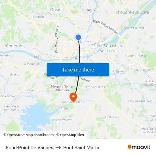 Rond-Point De Vannes to Pont Saint Martin map