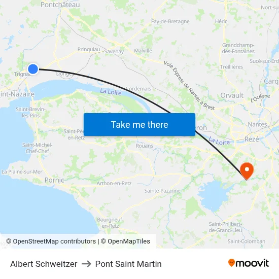 Albert Schweitzer to Pont Saint Martin map