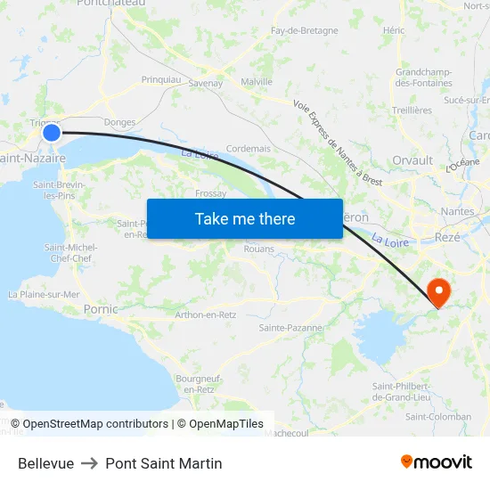 Bellevue to Pont Saint Martin map