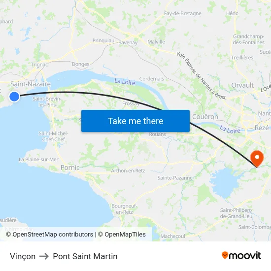 Vinçon to Pont Saint Martin map