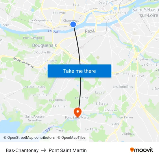 Bas-Chantenay to Pont Saint Martin map