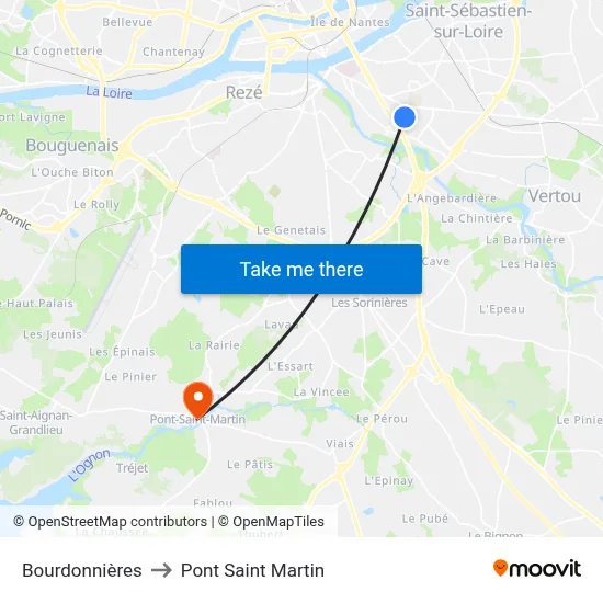 Bourdonnières to Pont Saint Martin map
