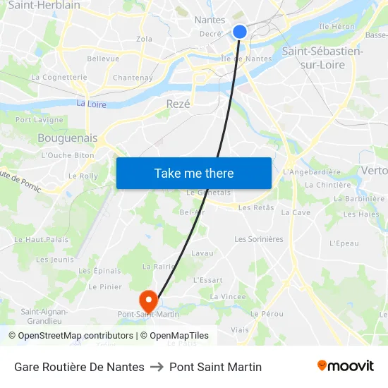 Gare Routière De Nantes to Pont Saint Martin map