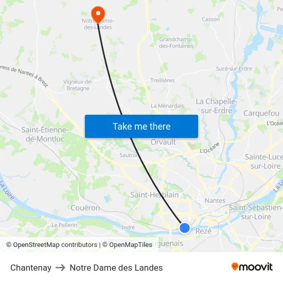 Chantenay to Notre Dame des Landes map
