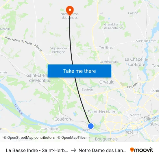 La Basse Indre - Saint-Herblain to Notre Dame des Landes map
