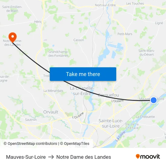 Mauves-Sur-Loire to Notre Dame des Landes map