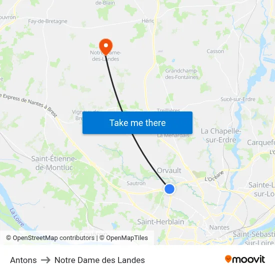 Antons to Notre Dame des Landes map