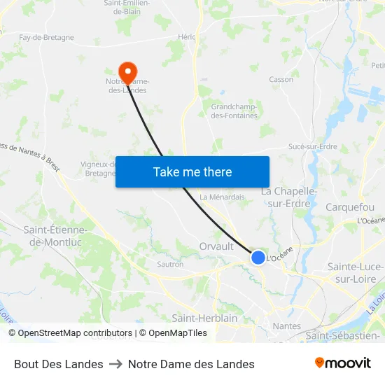 Bout Des Landes to Notre Dame des Landes map