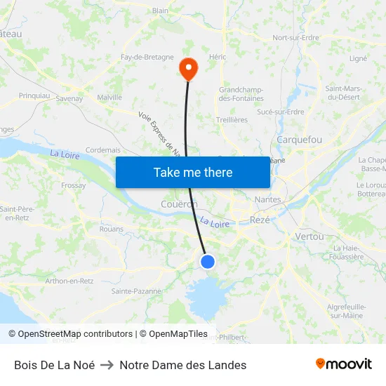 Bois De La Noé to Notre Dame des Landes map
