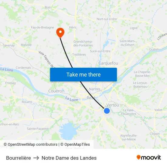 Bourrelière to Notre Dame des Landes map
