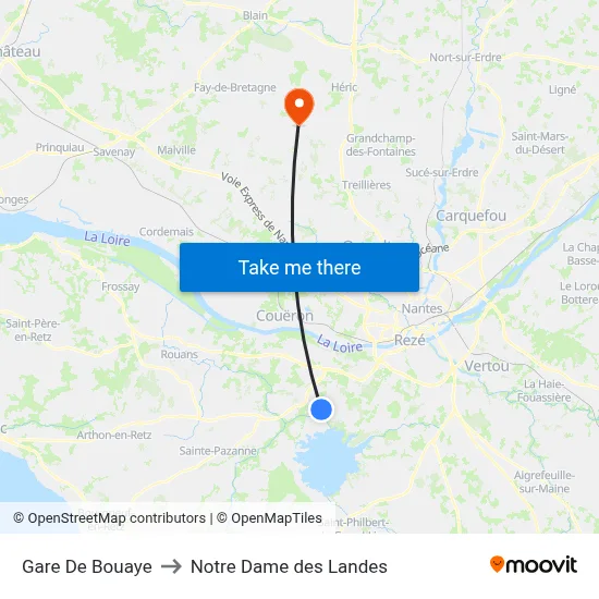 Gare De Bouaye to Notre Dame des Landes map
