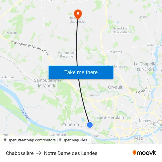Chabossière to Notre Dame des Landes map