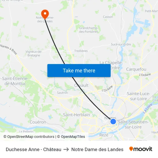 Duchesse Anne - Château to Notre Dame des Landes map