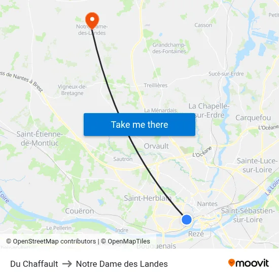 Du Chaffault to Notre Dame des Landes map