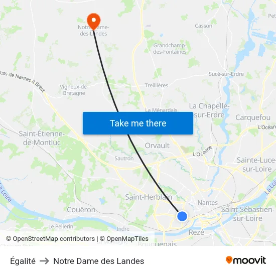 Égalité to Notre Dame des Landes map
