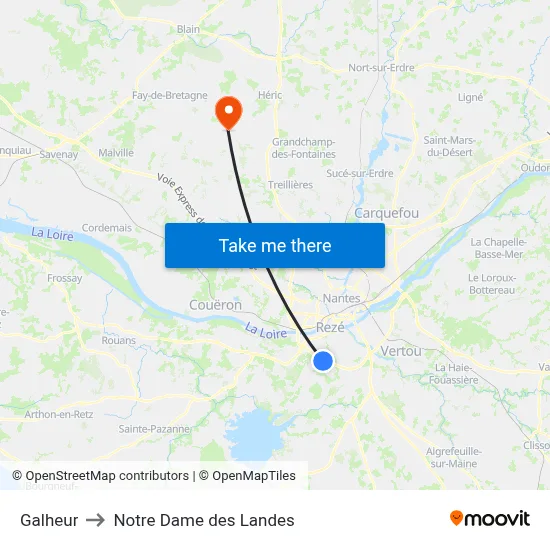 Galheur to Notre Dame des Landes map