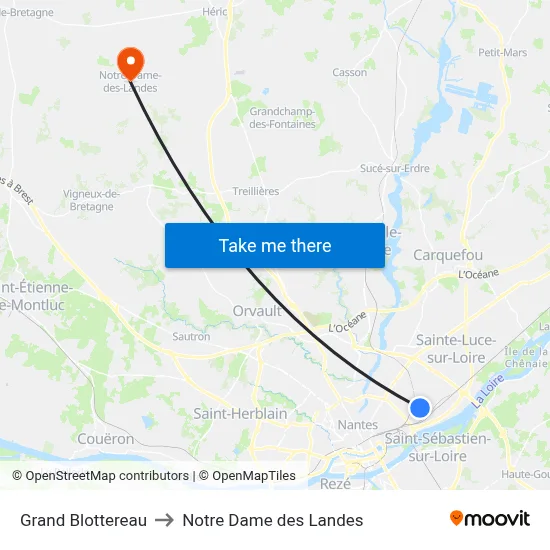 Grand Blottereau to Notre Dame des Landes map