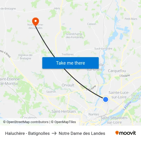 Haluchère - Batignolles to Notre Dame des Landes map