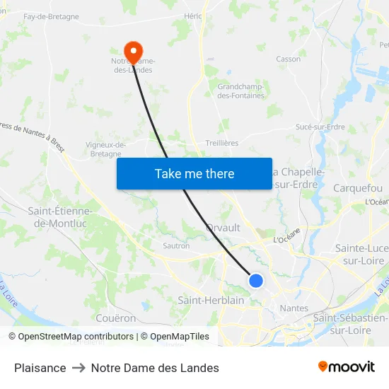 Plaisance to Notre Dame des Landes map