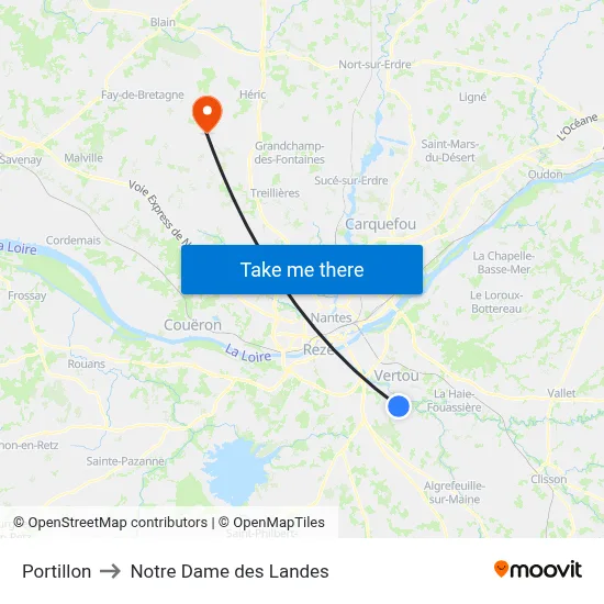 Portillon to Notre Dame des Landes map