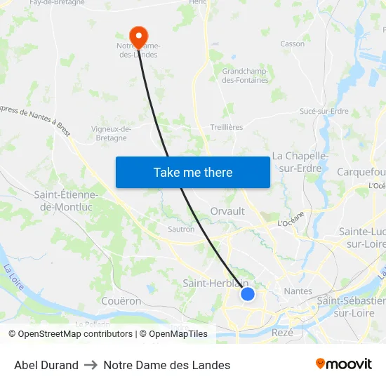 Abel Durand to Notre Dame des Landes map