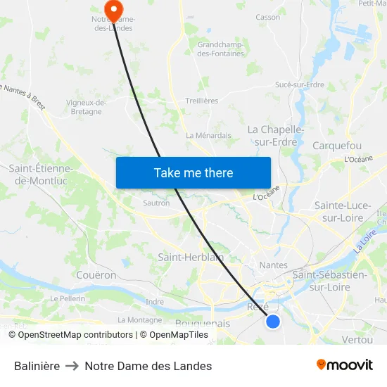Balinière to Notre Dame des Landes map