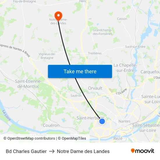 Bd Charles Gautier to Notre Dame des Landes map