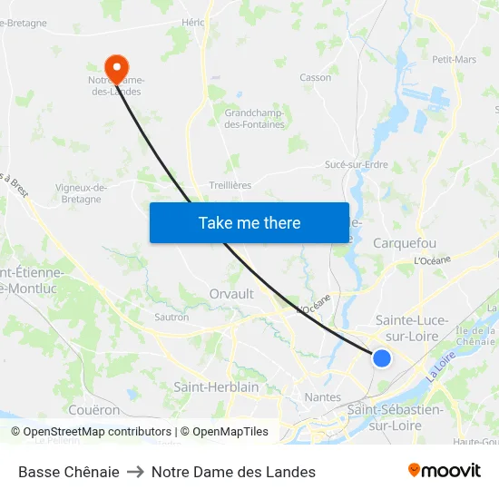 Basse Chênaie to Notre Dame des Landes map