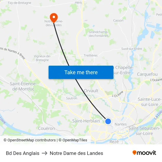 Bd Des Anglais to Notre Dame des Landes map