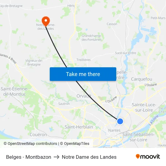 Belges - Montbazon to Notre Dame des Landes map