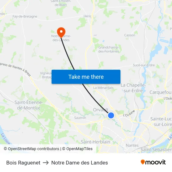 Bois Raguenet to Notre Dame des Landes map