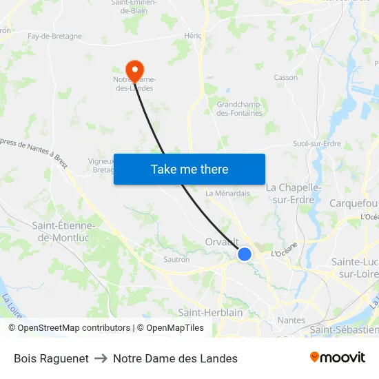 Bois Raguenet to Notre Dame des Landes map