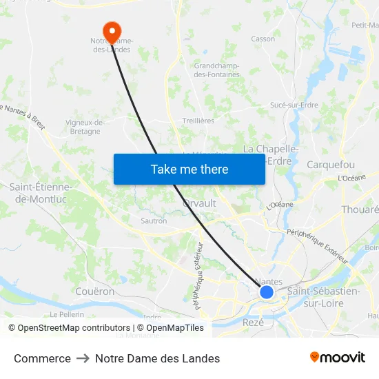 Commerce to Notre Dame des Landes map