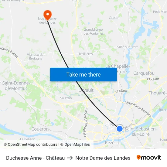 Duchesse Anne - Château to Notre Dame des Landes map