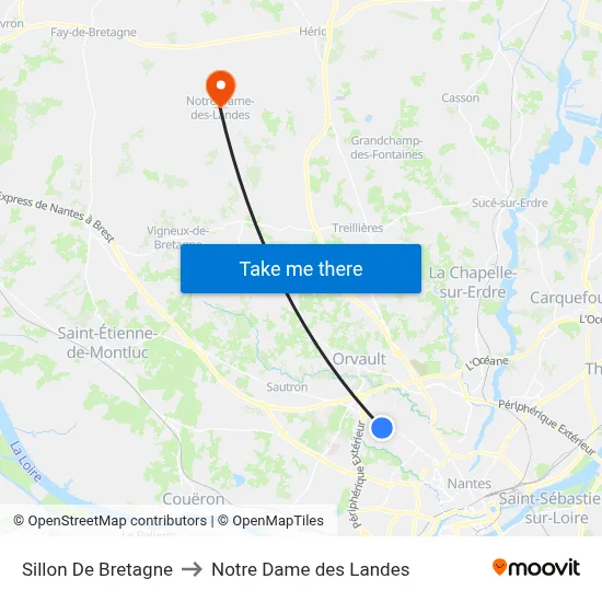 Sillon De Bretagne to Notre Dame des Landes map