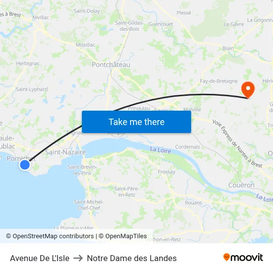 Avenue De L'Isle to Notre Dame des Landes map