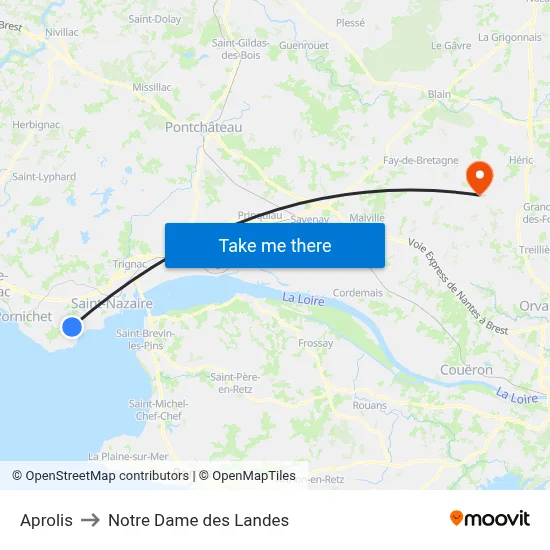 Aprolis to Notre Dame des Landes map
