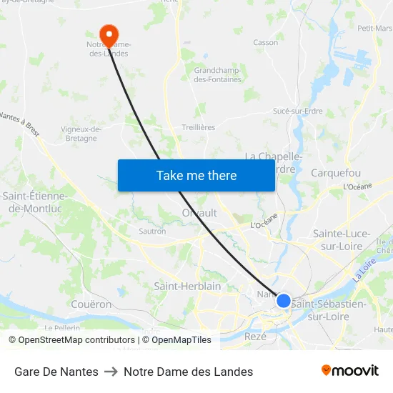 Gare De Nantes to Notre Dame des Landes map