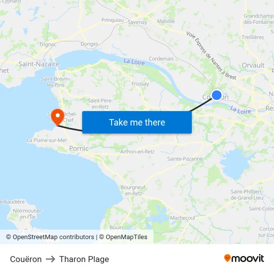 Couëron to Tharon Plage map