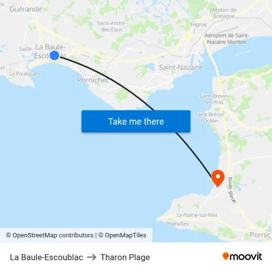 La Baule-Escoublac to Tharon Plage map