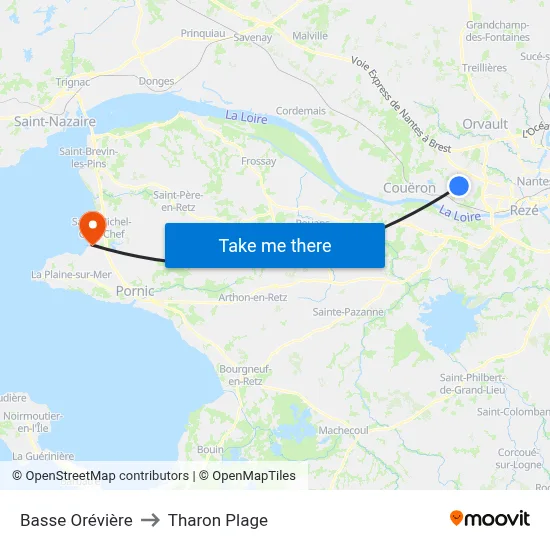 Basse Orévière to Tharon Plage map