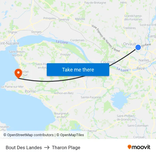 Bout Des Landes to Tharon Plage map