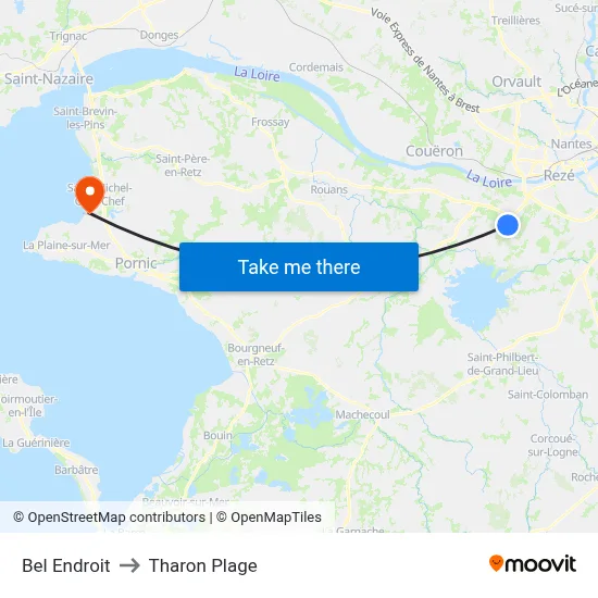 Bel Endroit to Tharon Plage map