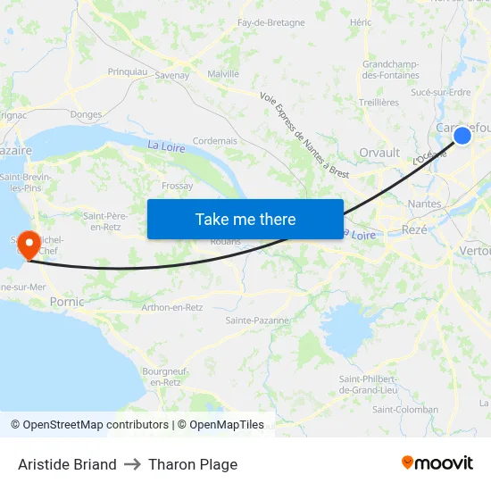 Aristide Briand to Tharon Plage map