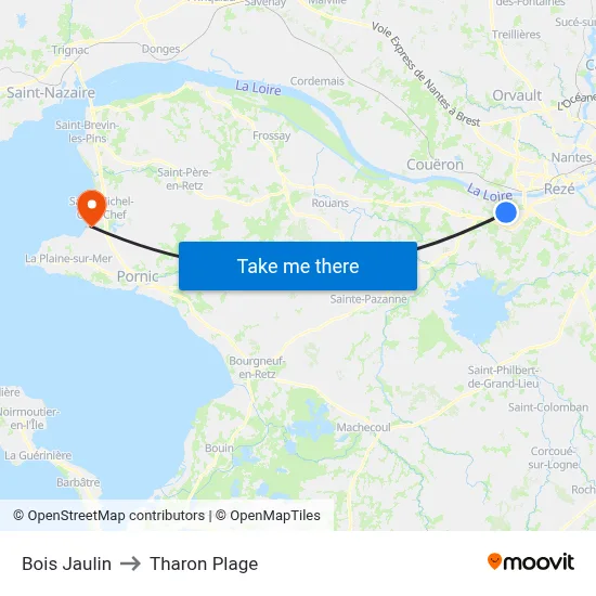 Bois Jaulin to Tharon Plage map