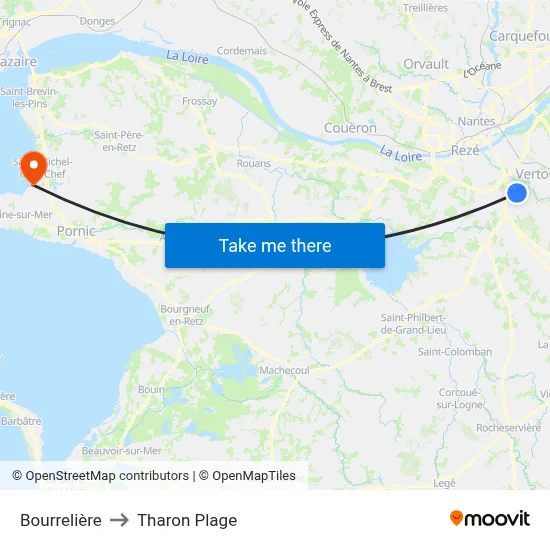 Bourrelière to Tharon Plage map