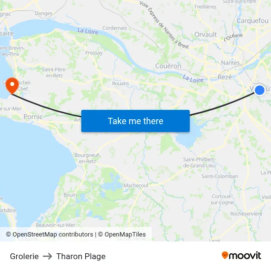 Grolerie to Tharon Plage map