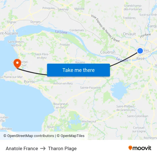 Anatole France to Tharon Plage map