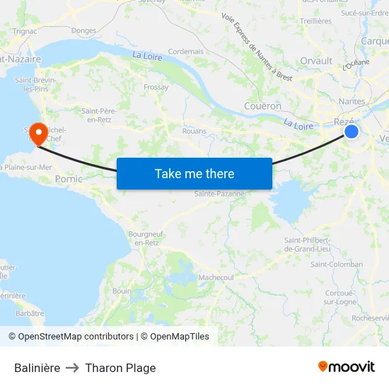 Balinière to Tharon Plage map