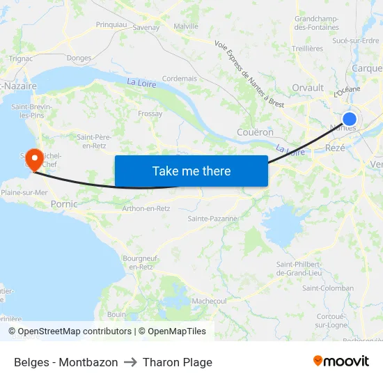 Belges - Montbazon to Tharon Plage map